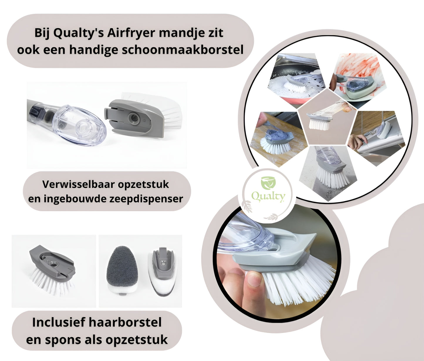 Qualty Siliconen Airfryer Set | Bakje + Mat + Borstel | BPA-vrij