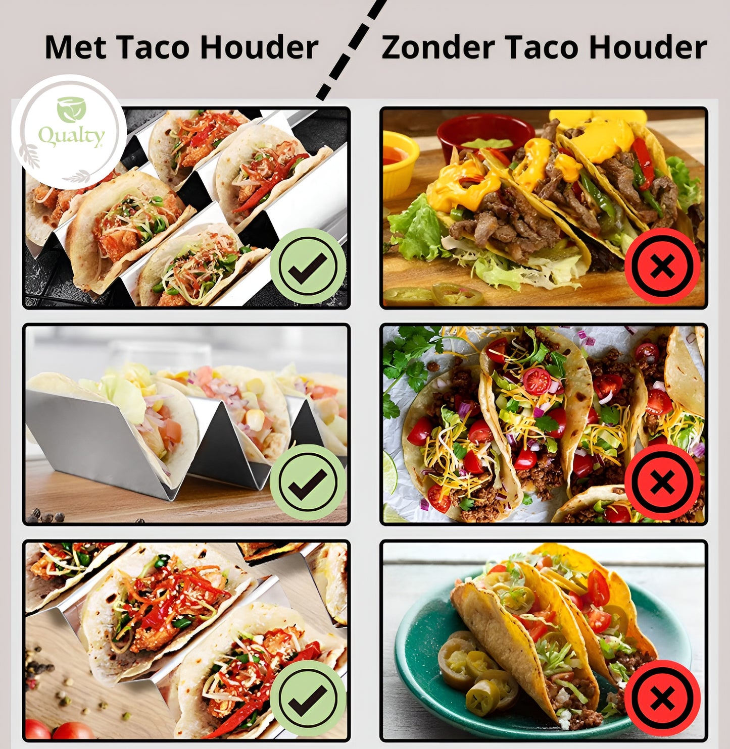 Qualty Taco Houder RVS | 3-4 Taco's | Oven- & Vaatwasserbestendig