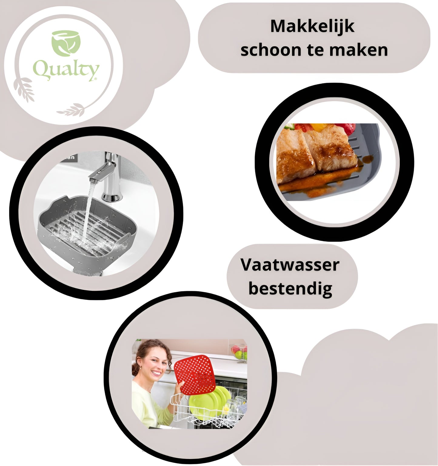 Qualty Siliconen Airfryer Set | Bakje + Mat + Borstel | BPA-vrij