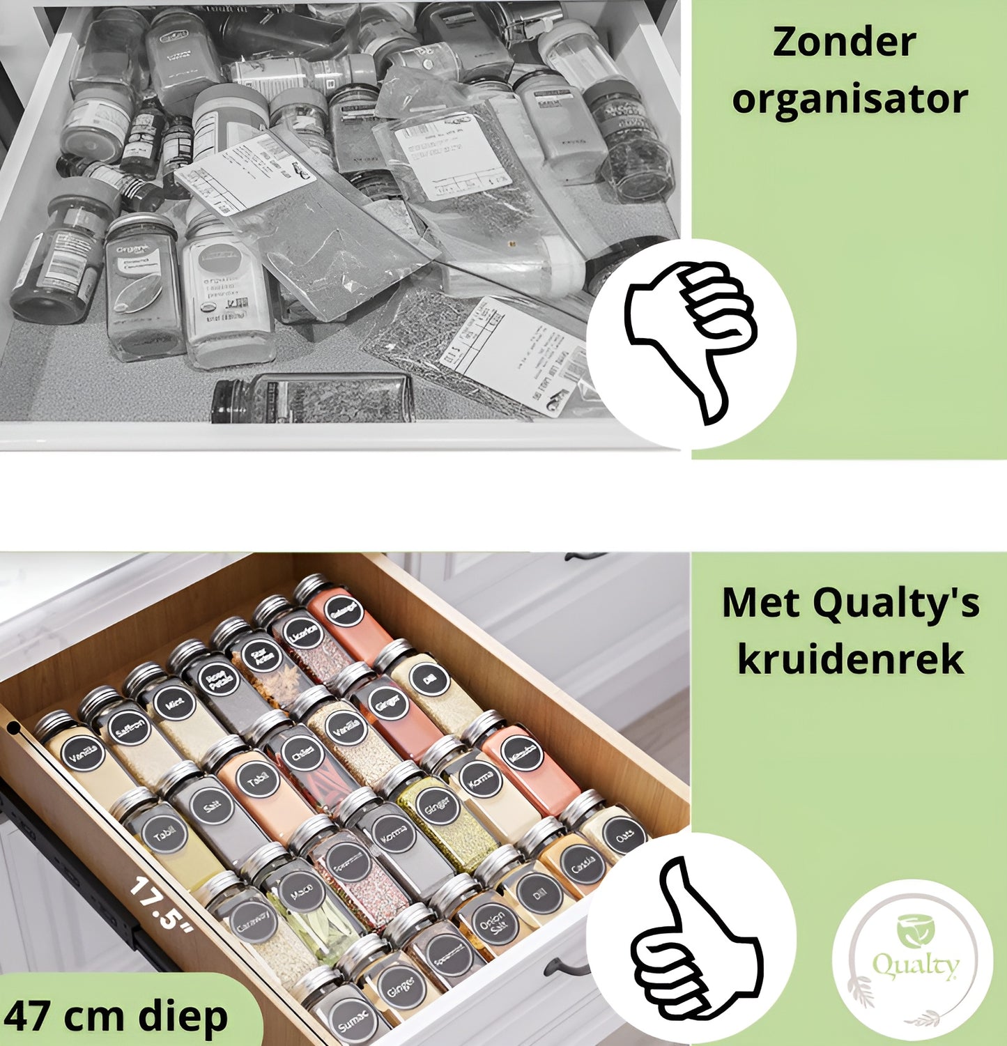Qualty Kruidenrek Lade | 4-delig Metaal | Inclusief 2 Antislip Matten