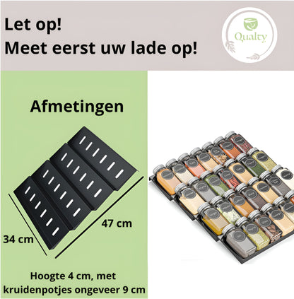 Qualty Kruidenrek Lade | 4-delig Metaal | Inclusief 2 Antislip Matten