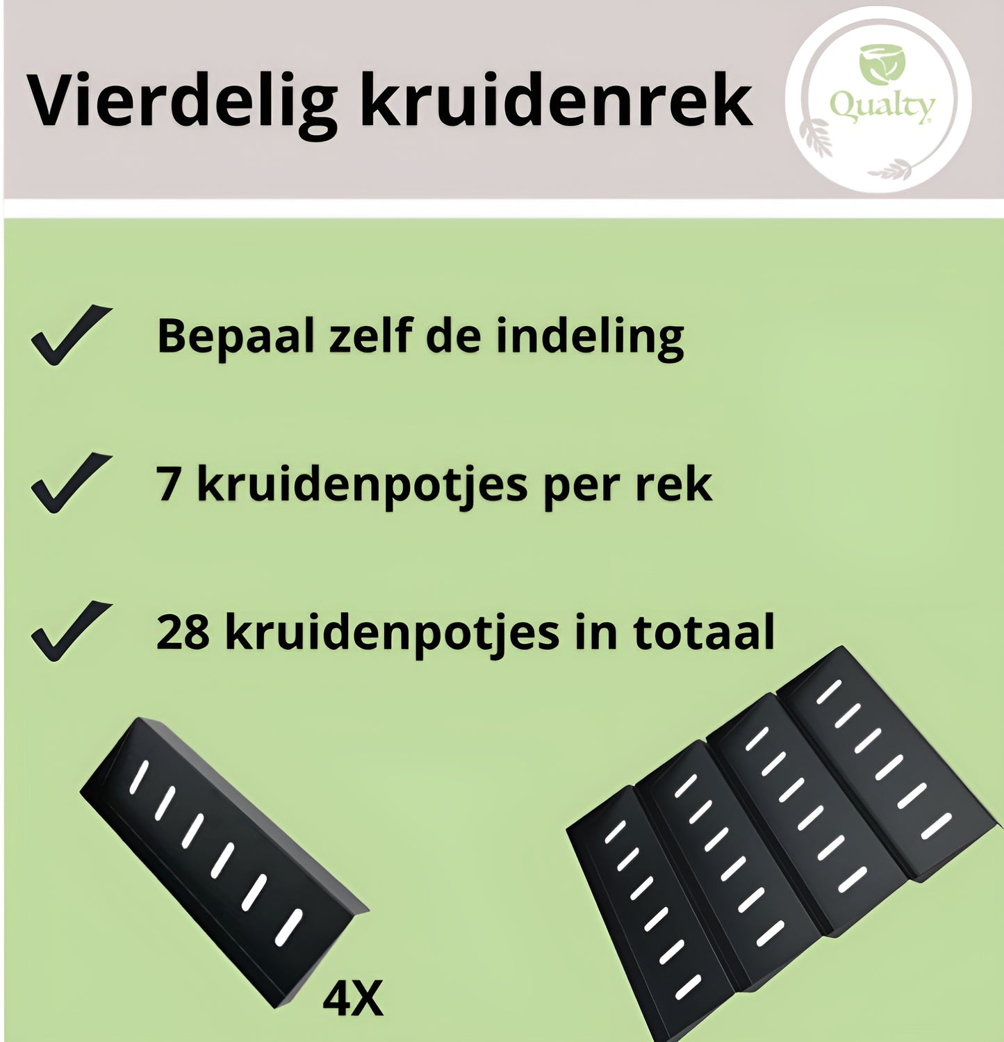Qualty Kruidenrek Lade | 4-delig Metaal | Inclusief 2 Antislip Matten