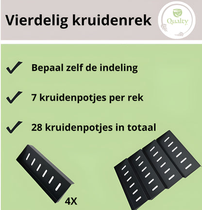 Qualty Kruidenrek Lade | 4-delig Metaal | Inclusief 2 Antislip Matten