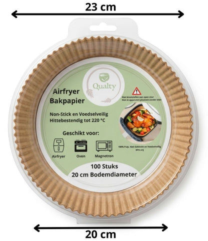 Qualty Airfryer Bakpapier | 100 Stuks | Ø20 cm | BPA-vrij