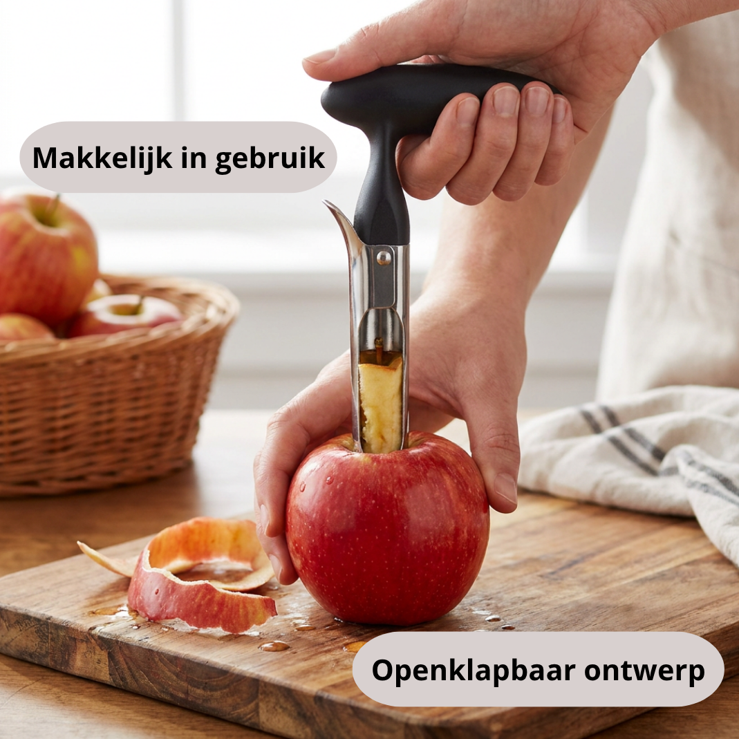 Qualty Appelboor RVS | Klokhuis Verwijderen | Zwart | 18 cm