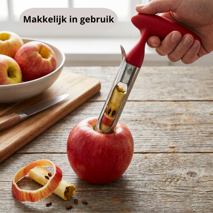 Qualty Appelboor RVS | Klokhuis Verwijderen | Rood | 18 cm