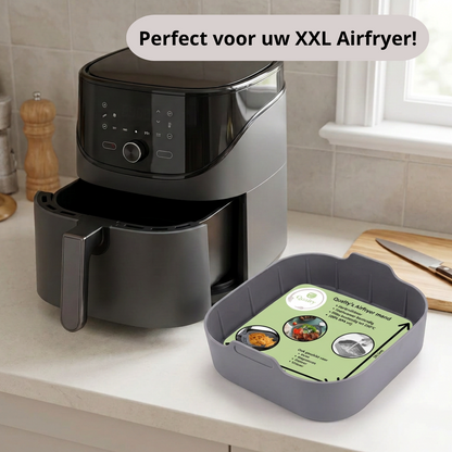 Qualty Siliconen Airfryer Set | Bakje + Mat + Borstel | BPA-vrij