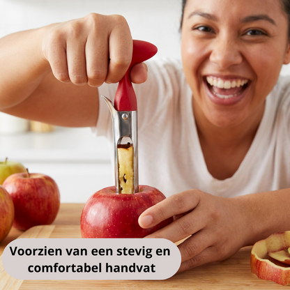 Qualty Appelboor RVS | Klokhuis Verwijderen | Rood | 18 cm