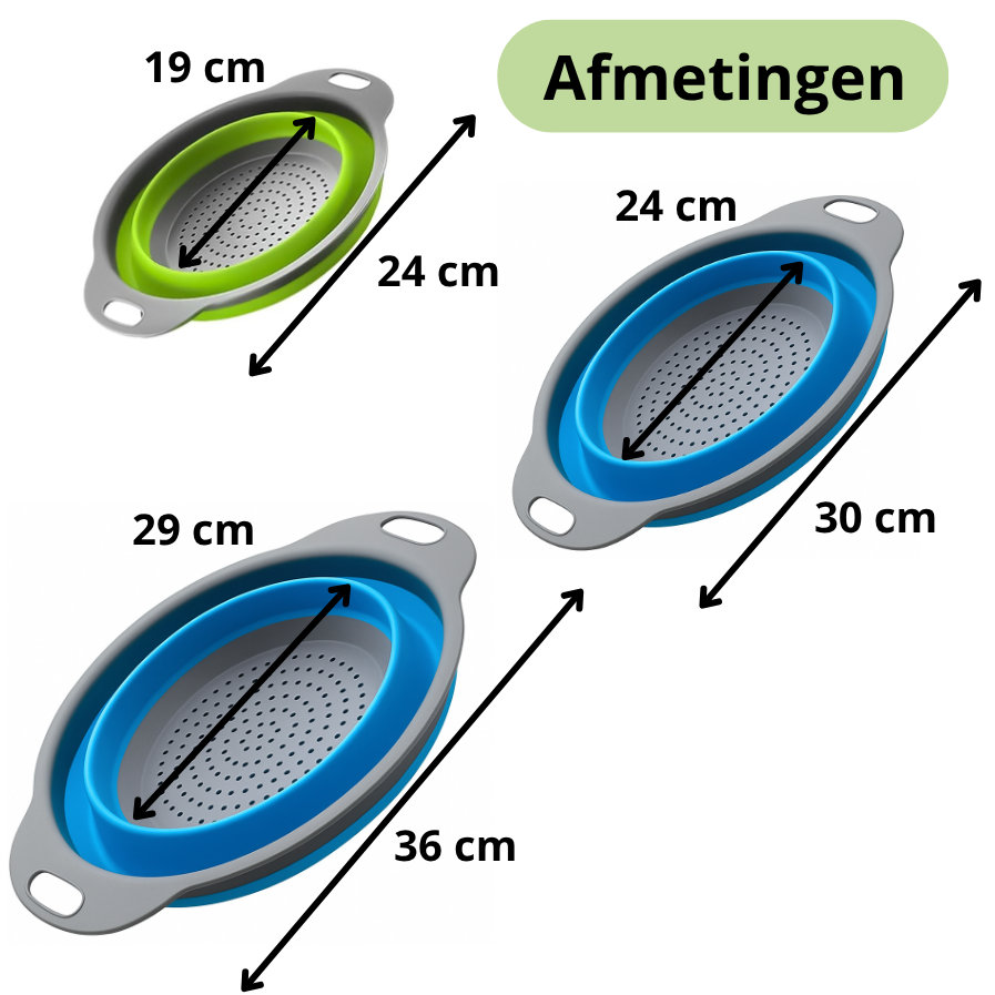 Qualty Inklapbare Siliconen Vergieten | Set van 3 | BPA-vrij