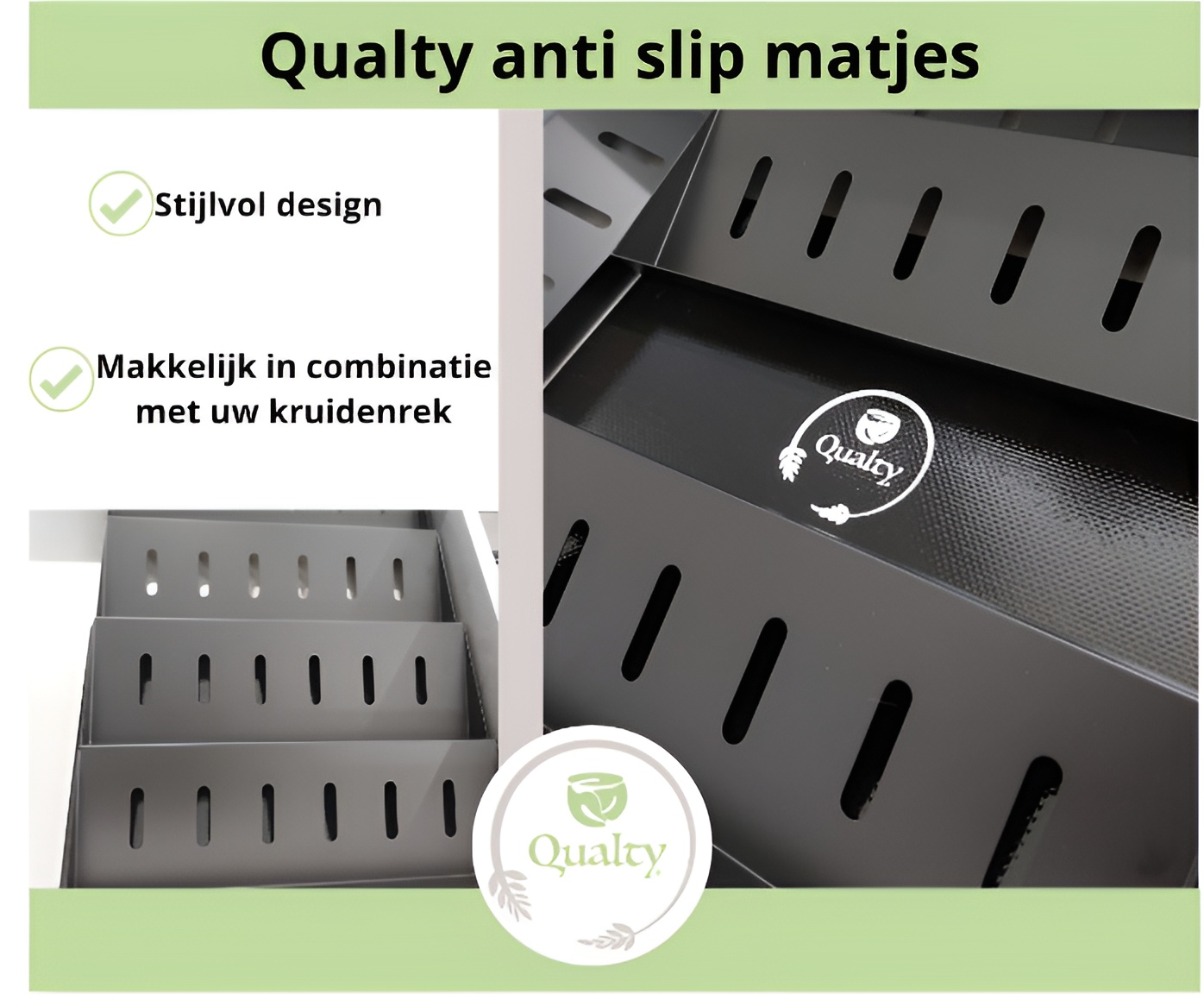 Qualty Kruidenrek Lade | 4-delig Metaal | Inclusief 2 Antislip Matten
