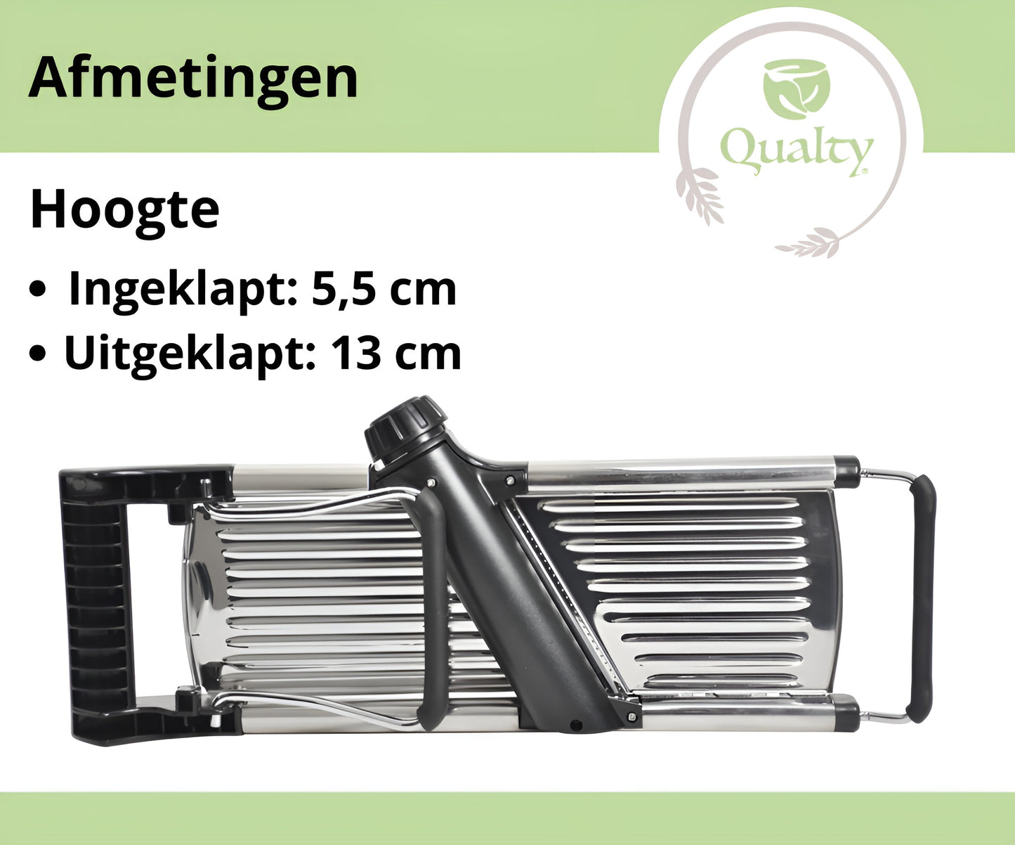 Qualty Mandoline RVS | Verstelbaar | Inklapbaar | Met Snijhulp