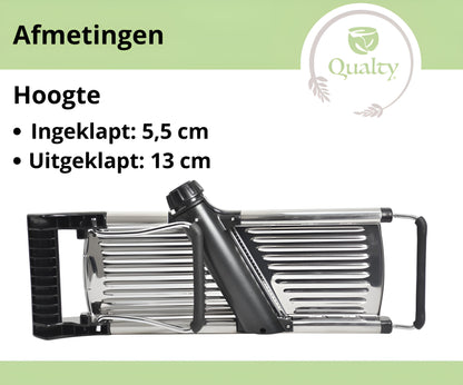 Qualty Mandoline RVS | Verstelbaar | Inklapbaar | Met Snijhulp