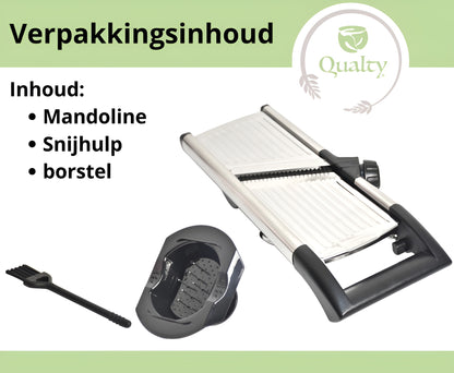 Qualty Mandoline RVS | Verstelbaar | Inklapbaar | Met Snijhulp