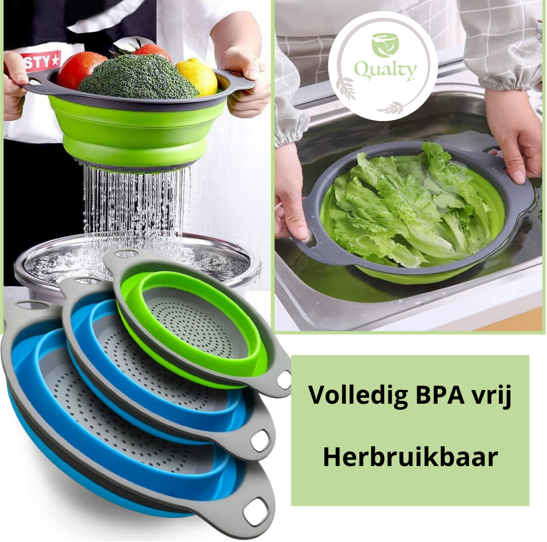 Qualty Inklapbare Siliconen Vergieten | Set van 3 | BPA-vrij