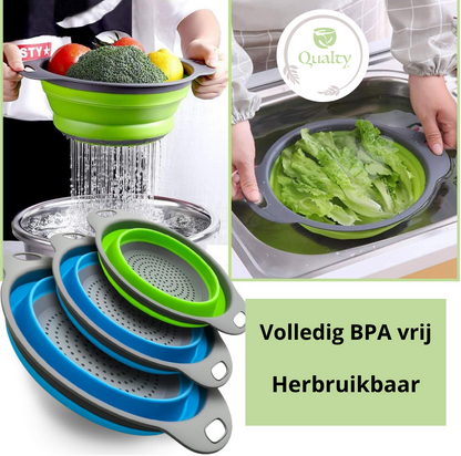 Qualty Inklapbare Siliconen Vergieten | Set van 3 | BPA-vrij
