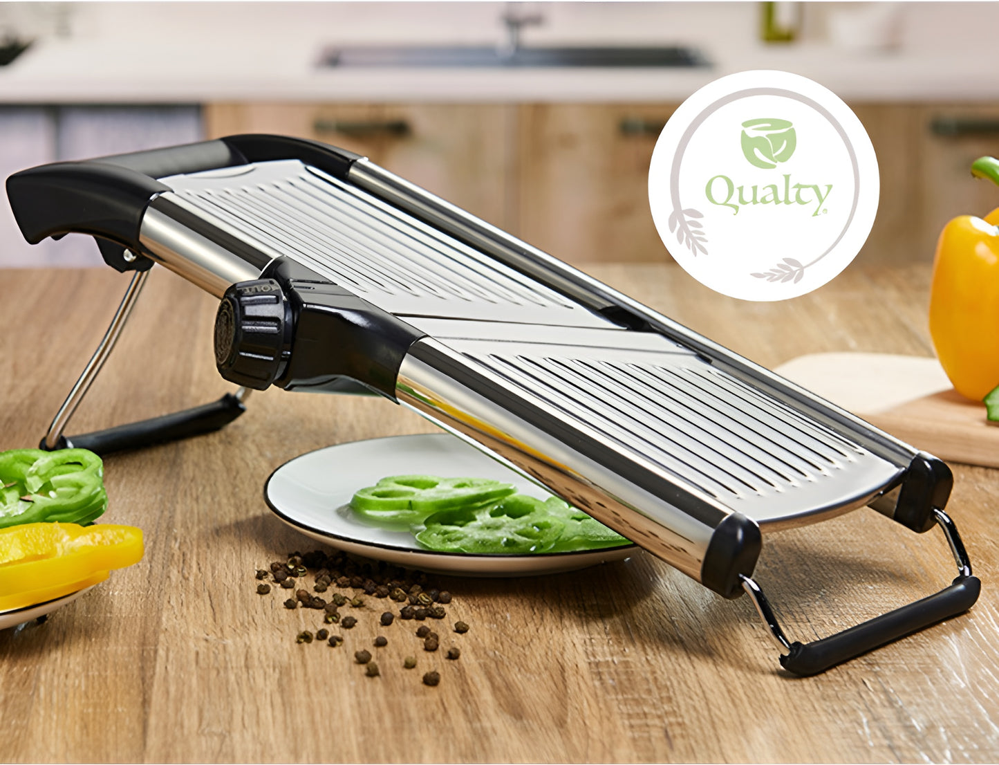 Qualty Mandoline RVS | Verstelbaar | Inklapbaar | Met Snijhulp