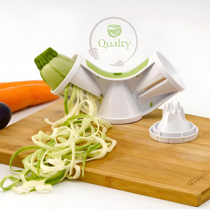 Qualty Spiraalsnijder – 3-in-1 Groentesnijder met Vingerbeschermer | Groen/Wit