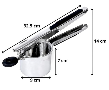 Qualty Aardappelpers RVS | 3 Persschijven | Siliconen Handvat