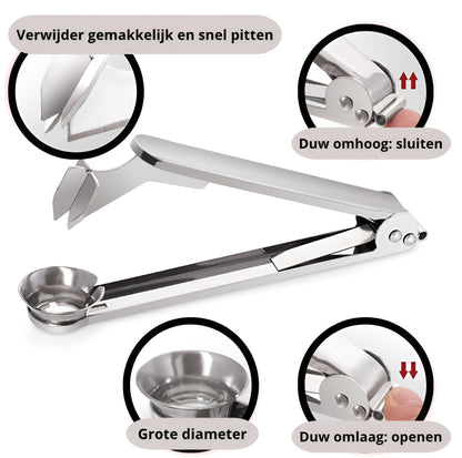 Qualty Kersenontpitter RVS | Ook voor Olijven & Pruimen | 18 cm