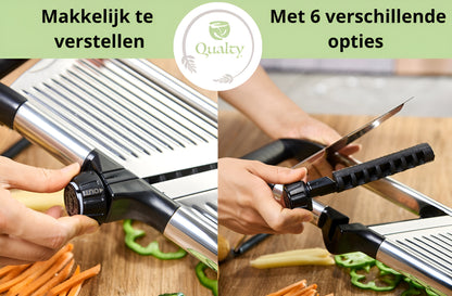 Qualty Mandoline RVS | Verstelbaar | Inklapbaar | Met Snijhulp