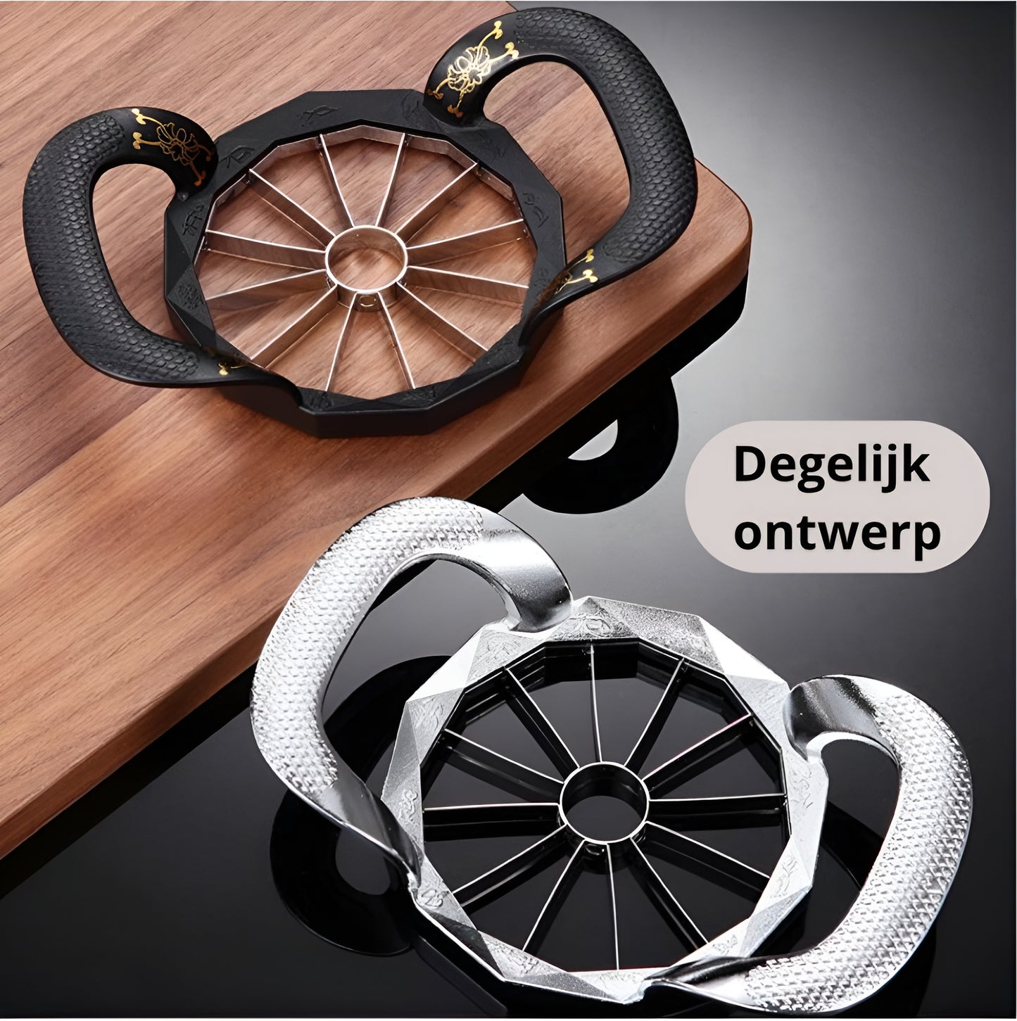 Qualty Luxe Appelboor RVS | 8 Partjes | Antislip Greep