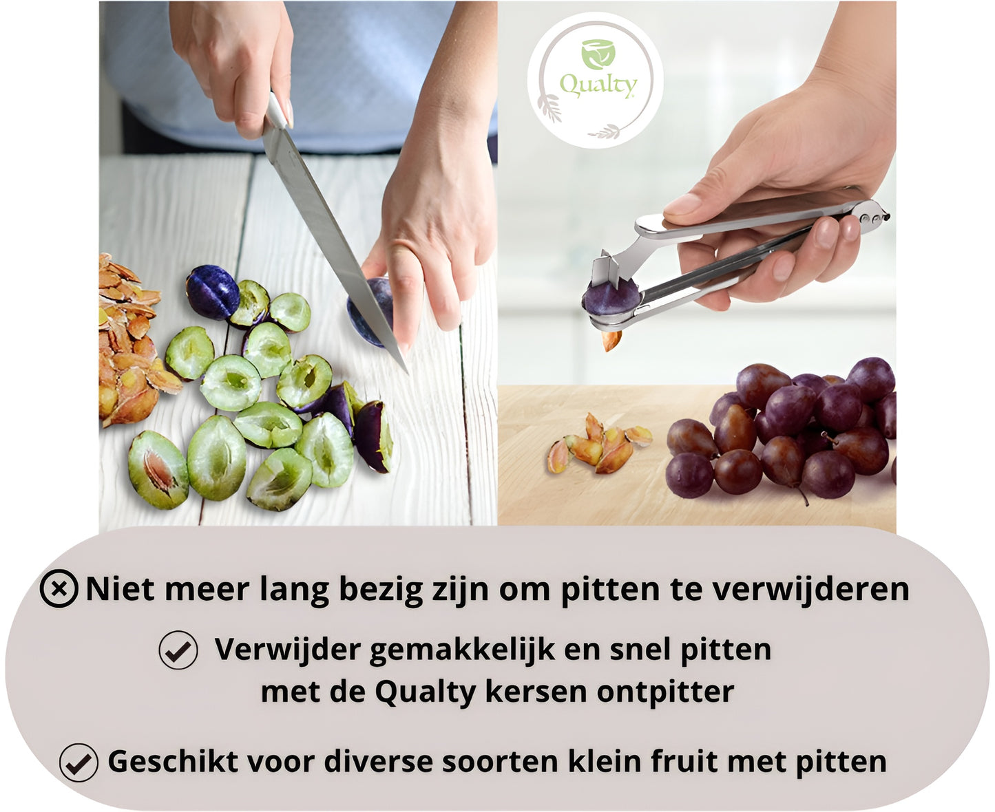 Qualty Kersenontpitter RVS | Ook voor Olijven & Pruimen | 18 cm
