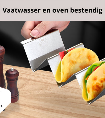 Qualty Taco Houder RVS | 3-4 Taco's | Oven- & Vaatwasserbestendig
