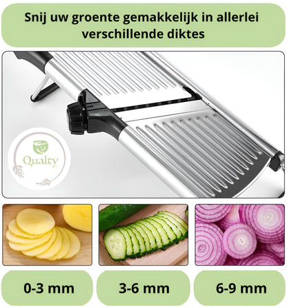 Qualty Mandoline RVS | Verstelbaar | Inklapbaar | Met Snijhulp