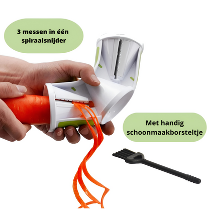 Qualty Spiraalsnijder – 3-in-1 Groentesnijder met Vingerbeschermer | Groen/Wit
