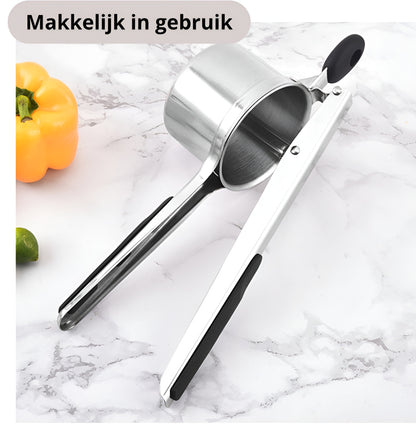 Qualty Aardappelpers RVS | 3 Persschijven | Siliconen Handvat