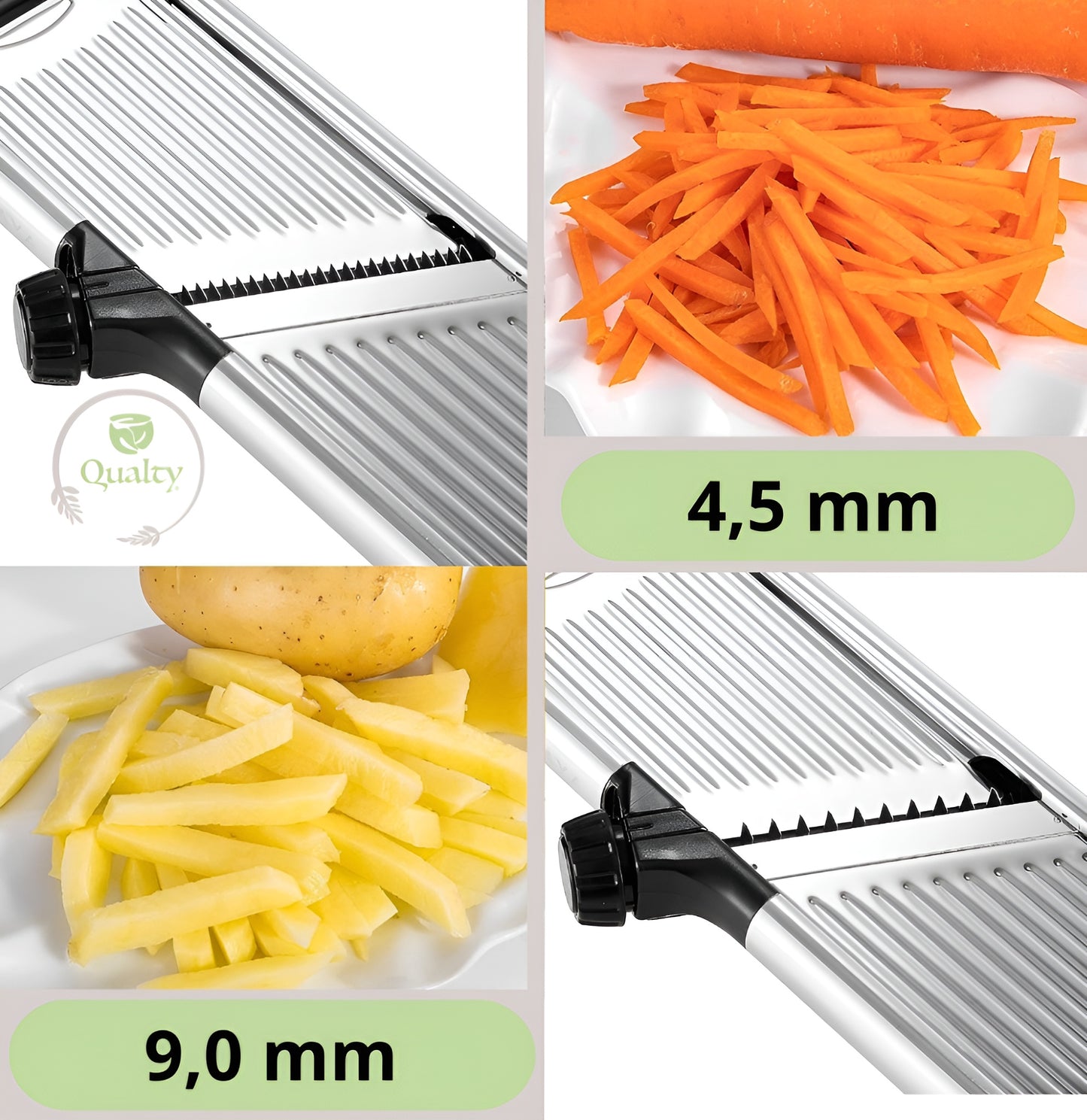 Qualty Mandoline RVS | Verstelbaar | Inklapbaar | Met Snijhulp