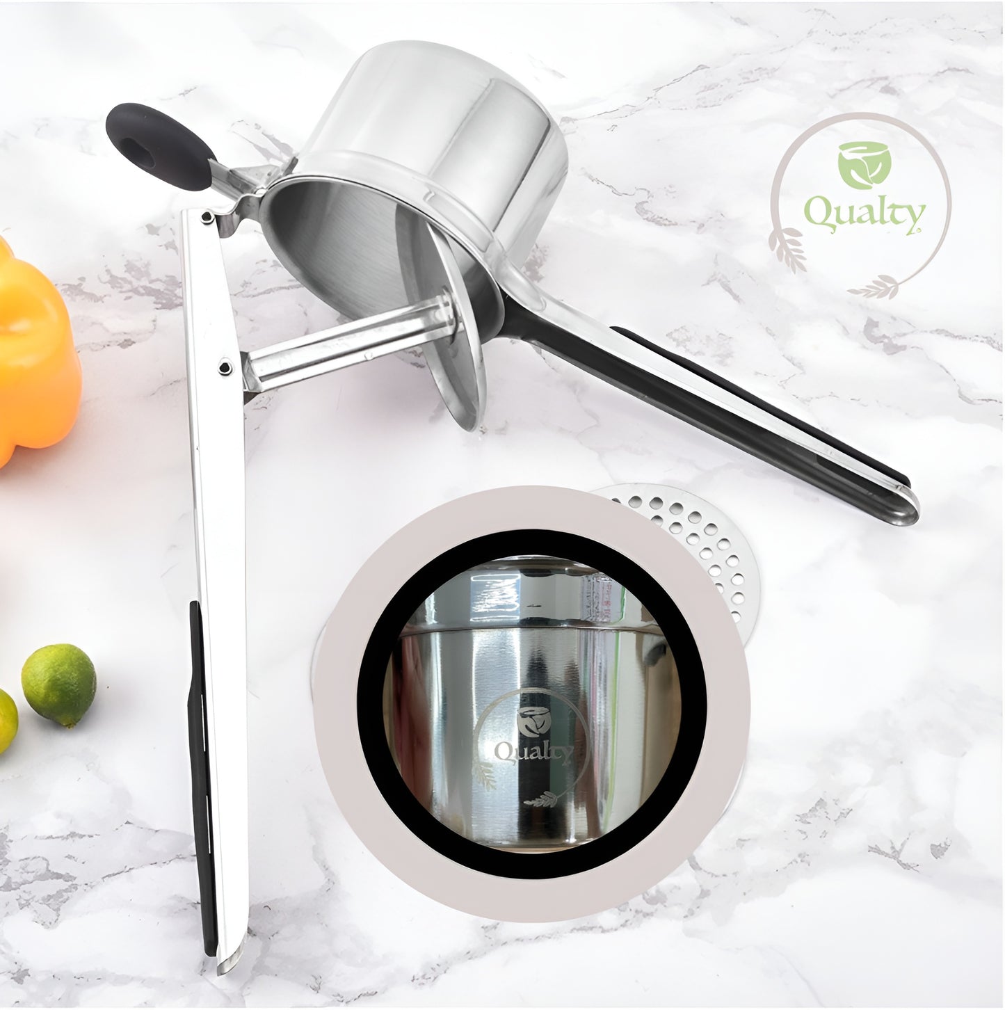 Qualty Aardappelpers RVS | 3 Persschijven | Siliconen Handvat