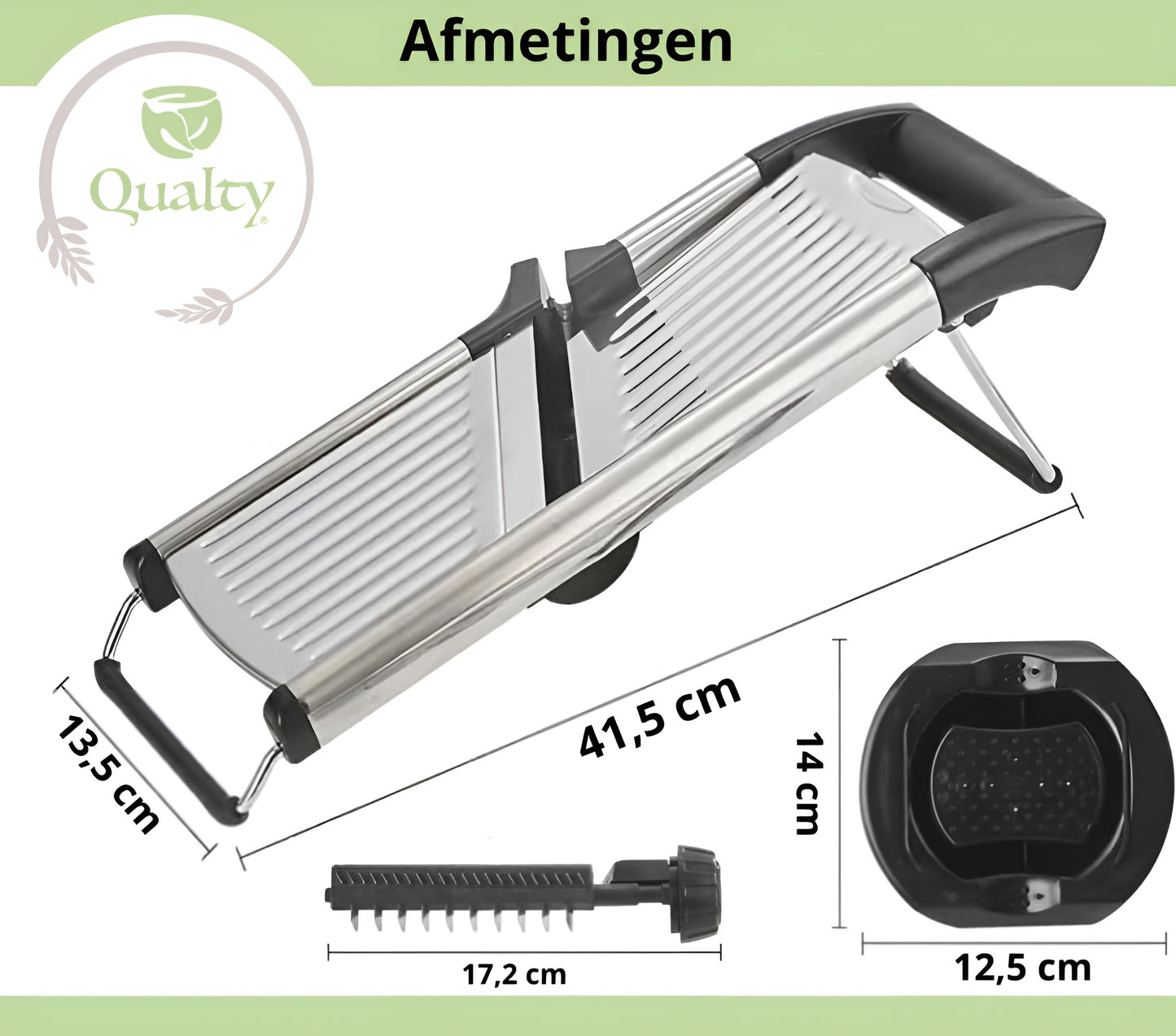 Qualty Mandoline RVS | Verstelbaar | Inklapbaar | Met Snijhulp