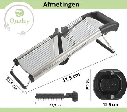 Qualty Mandoline RVS | Verstelbaar | Inklapbaar | Met Snijhulp