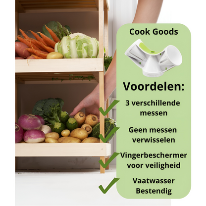 Qualty Spiraalsnijder – 3-in-1 Groentesnijder met Vingerbeschermer | Groen/Wit