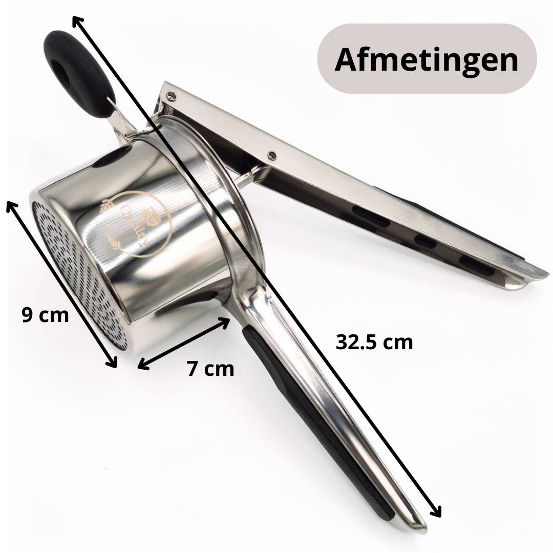 Qualty Aardappelpers RVS | 3 Persschijven | Siliconen Handvat