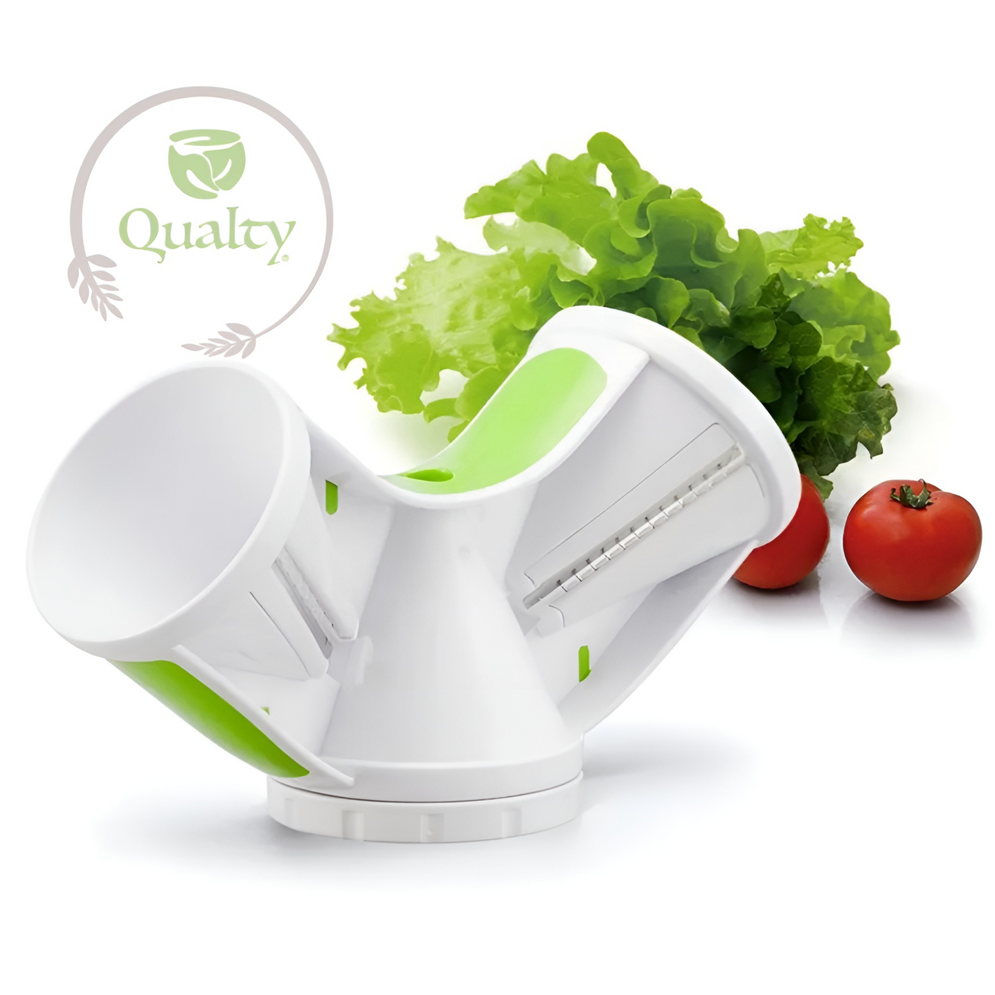 Qualty Spiraalsnijder – 3-in-1 Groentesnijder met Vingerbeschermer | Groen/Wit