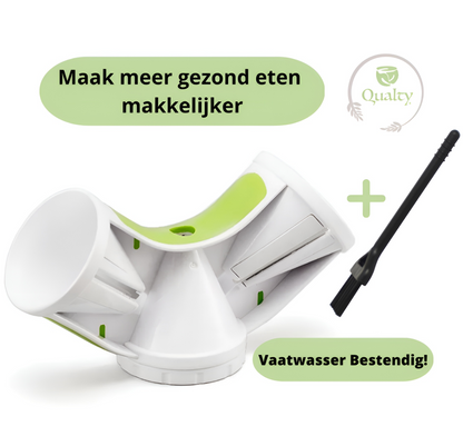Qualty Spiraalsnijder – 3-in-1 Groentesnijder met Vingerbeschermer | Groen/Wit