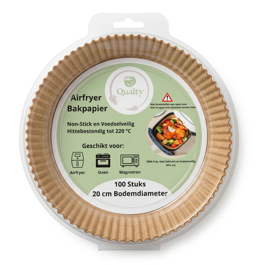 Qualty Airfryer Bakpapier | 100 Stuks | Ø20 cm | BPA-vrij