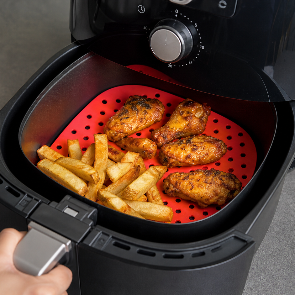 Qualty Siliconen Airfryer Matje | Geperforeerd | BPA-vrij | 21,6 cm