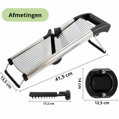 Qualty Mandoline RVS | Verstelbaar | Inklapbaar | Met Snijhulp