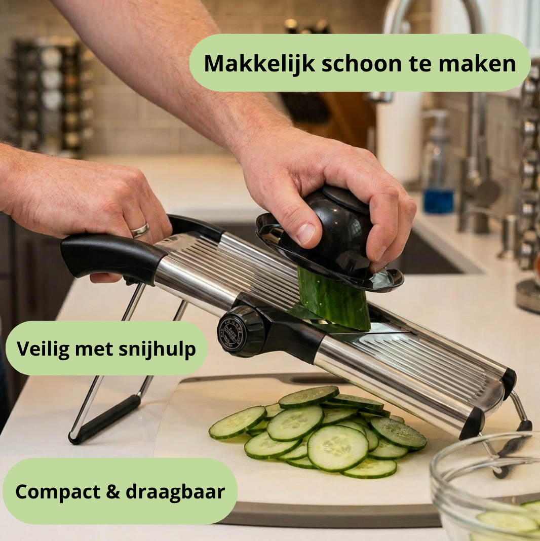 Qualty Mandoline RVS | Verstelbaar | Inklapbaar | Met Snijhulp