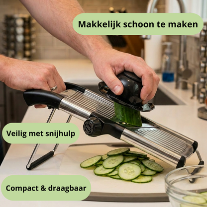 Qualty Mandoline RVS | Verstelbaar | Inklapbaar | Met Snijhulp