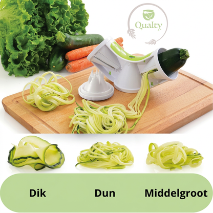 Qualty Spiraalsnijder – 3-in-1 Groentesnijder met Vingerbeschermer | Groen/Wit