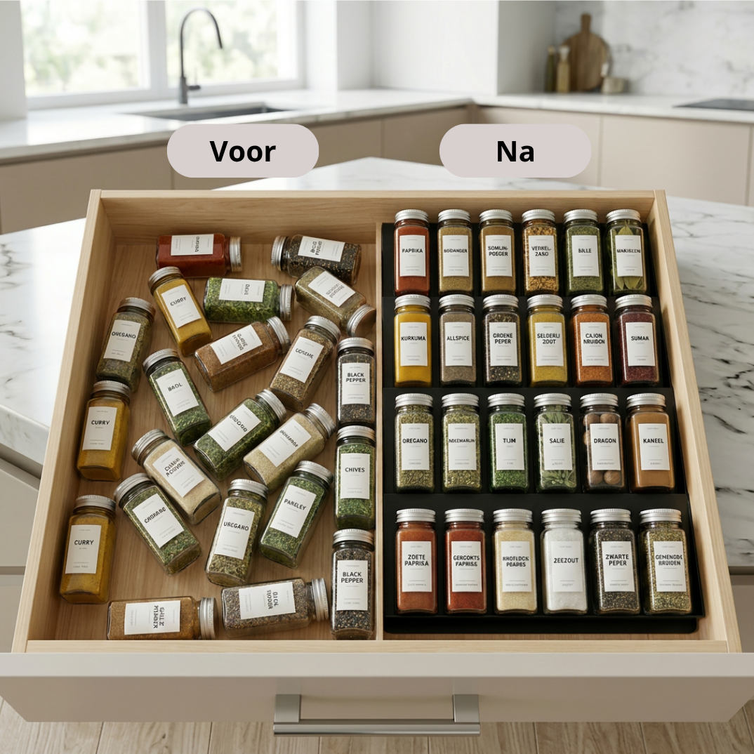 Qualty Kruidenrek Lade | 4-delig Metaal | Inclusief 2 Antislip Matten