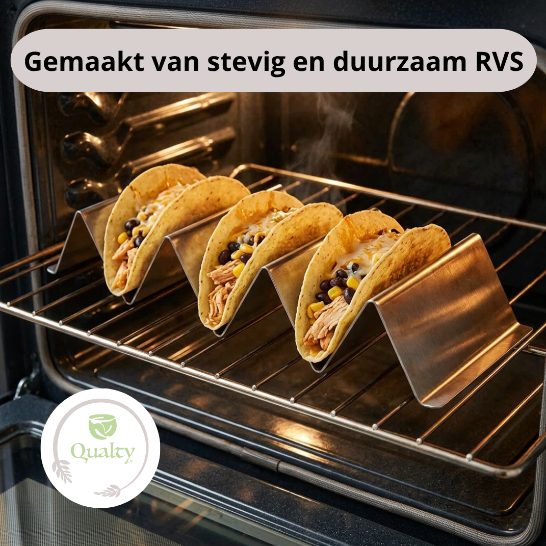 Qualty Taco Houder RVS | 3-4 Taco's | Oven- & Vaatwasserbestendig
