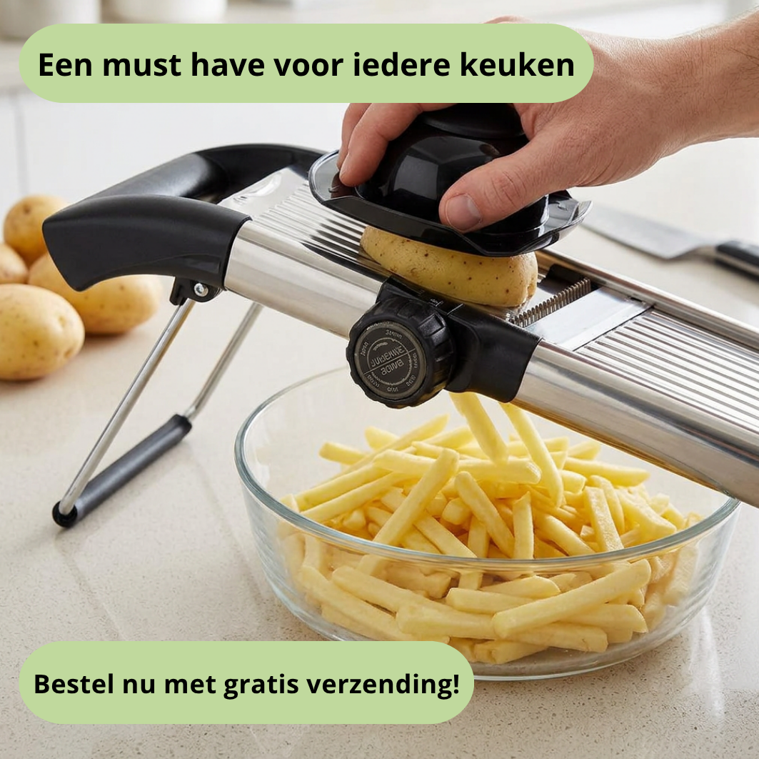 Qualty Mandoline RVS | Verstelbaar | Inklapbaar | Met Snijhulp