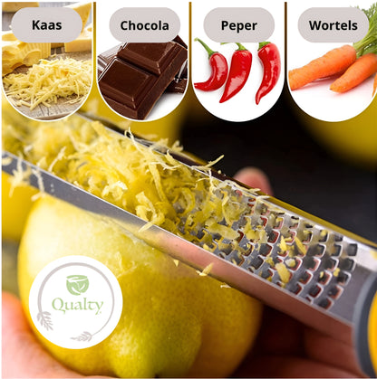 Qualty Dunne Rasp RVS | Inclusief Borstel & Beschermhoes