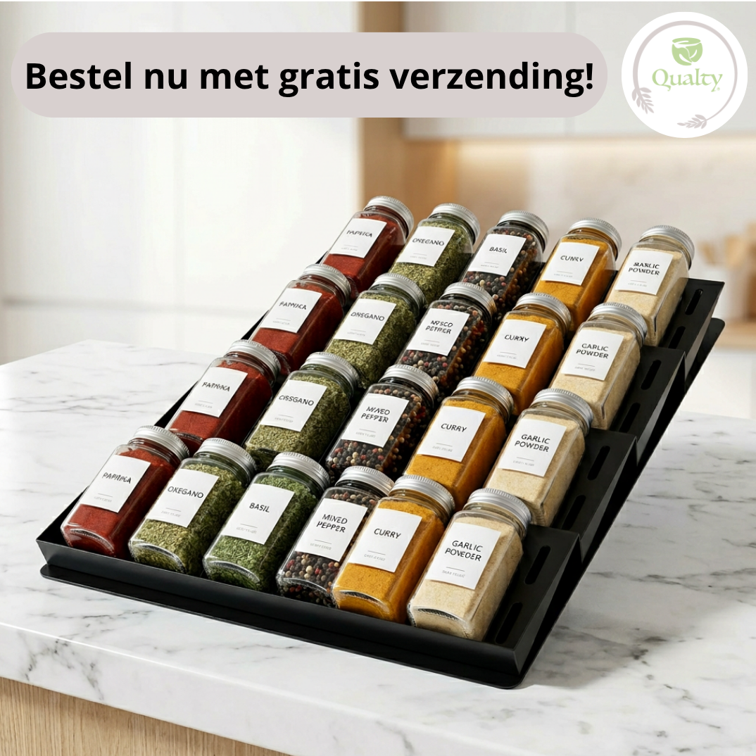 Qualty Kruidenrek Lade | 4-delig Metaal | Inclusief 2 Antislip Matten