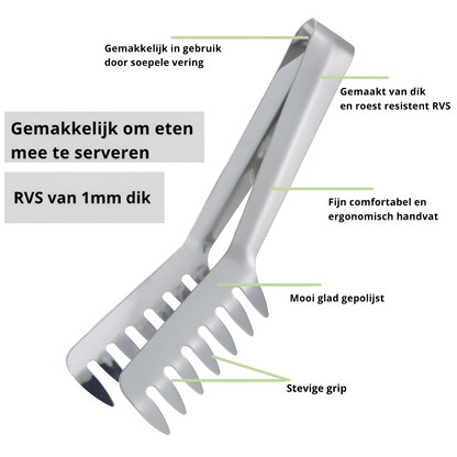 Qualty Serveertang - RVS - Zilver